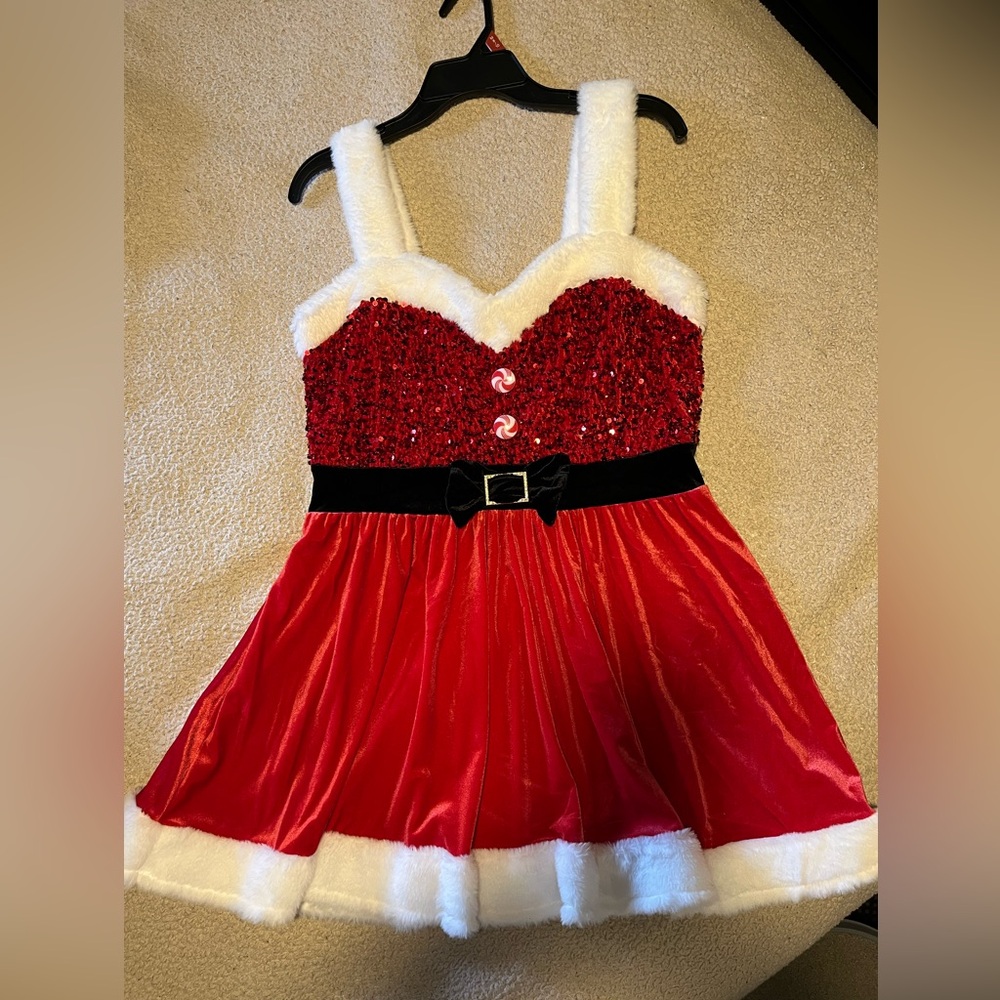 Size 6/8 -No Boundaries Santa themed Red and White Mini Dress